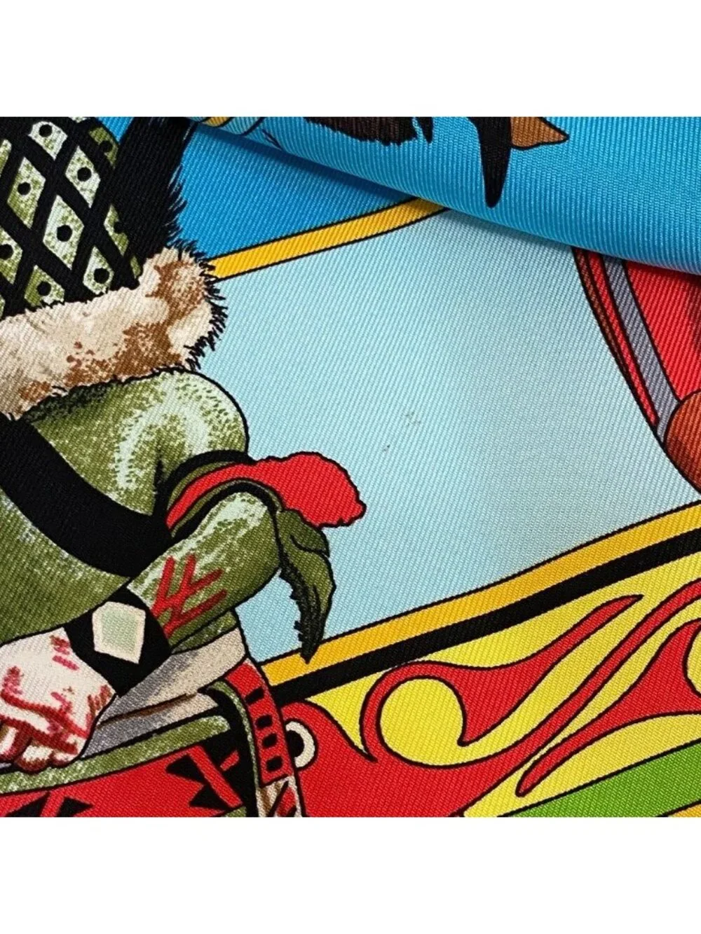 Hermes Kachinas Carre 90 Silk Scarf Blue